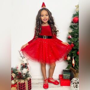 Mia Belle Girls Velvet Christmas Santa Dress size 10